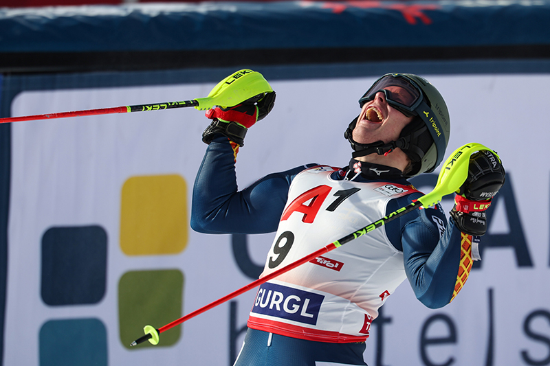 Kristoffer Jakobsen jublar i målfållan i Gurgl.