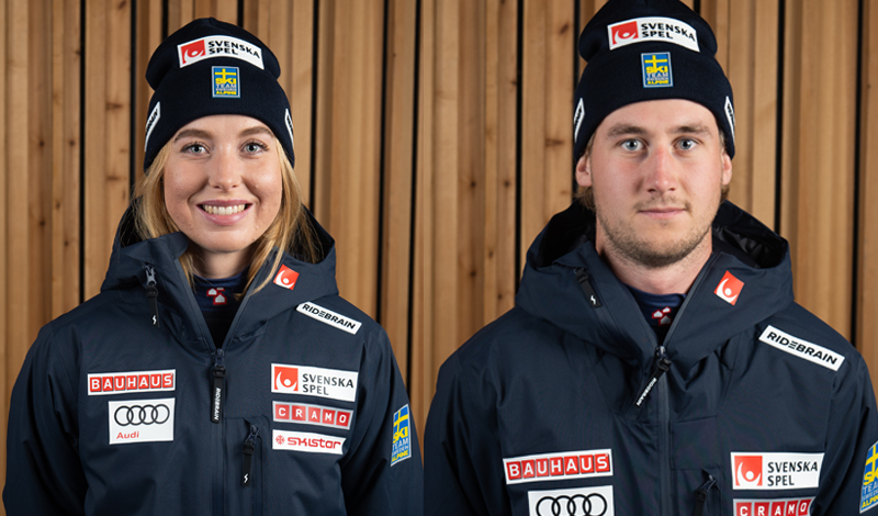 Hilma Lövblom och William Hansson tog SM-guld i storslalom i Sollefteå. 